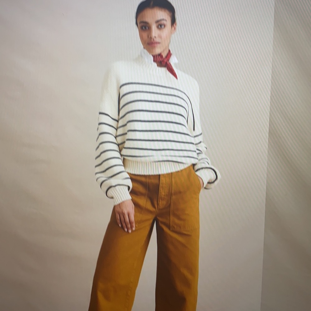 Alex mill button-back crewneck sweater in stripe